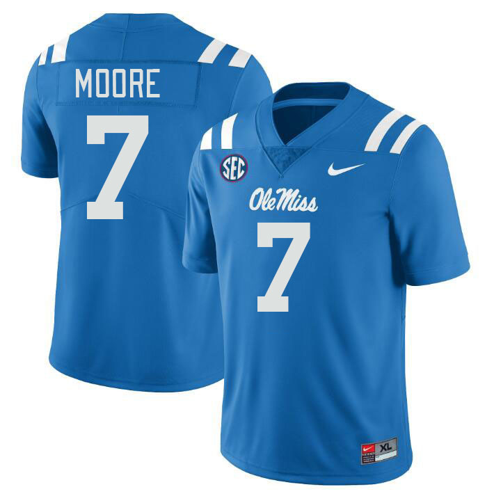 Men #7 Louis Moore Ole Miss Rebels College Football Jerseys Stitched-Power Blue